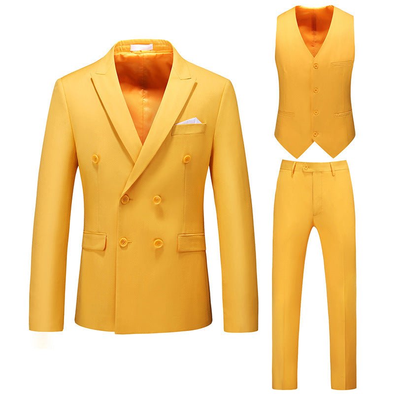 Costume multicolore grande taille, costume d'affaires décontracté à double boutonnage, ensemble trois pièces Homme - RAPHYA